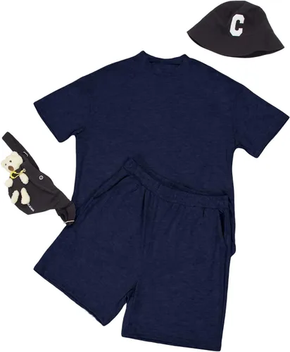 Vista 4 de Lexiart Conjunto de 2 piezas para hombre, chándal casual, pantalones cortos de verano, conjunto deportivo de manga corta de gran