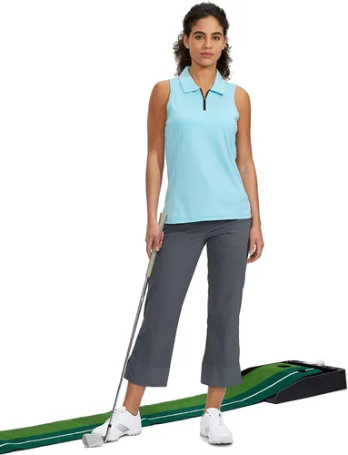 Vista 7 de Viodia Camiseta de golf sin mangas para mujer, con cremallera, de secado rápido, camisetas polo para mujer, ropa de golf
