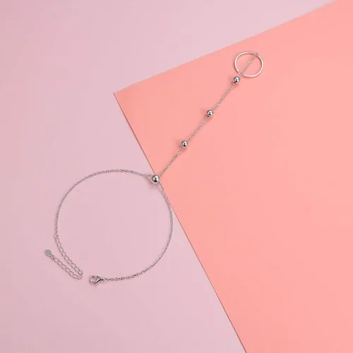Vista 3 de Juego de cadena ajustable de plata de ley S925 para mujer, Circonita cúbica