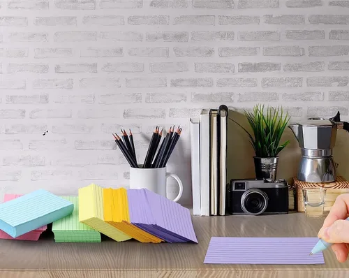 Vista 6 de TFLFL Tarjetas de Papel de Índice de 3 x 5 pulgadas, 1200PCS Tarjetas Flash, Tarjetas de Papel de Notas Delgadas de 8 Colores Rayadas, Tarjetas