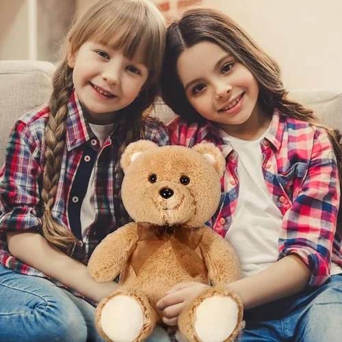 Vista 5 de HyDren 2 juguetes de peluche de osos de 18 pulgadas, regalo para novia, oso de peluche con lazos rellenos para cumpleaños, boda, fiesta