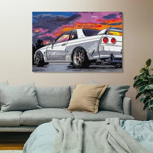 Vista 7 de R32 Jdm - Carteles de automóvil deportivo de dibujos animados japoneses Jdm para dormitorio, decoración de pared de automóvil para decoración