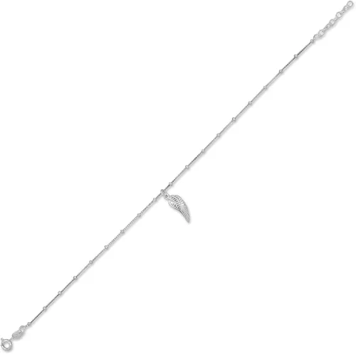 Vista 3 de WithLoveSilver - Tobillera de plata de ley 925 con ala de ángel, 4.5 pulgadas con extensor de 1 pulgada