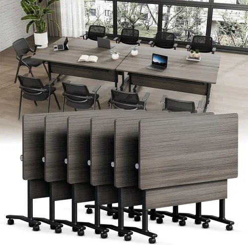 Vista 24 de Folding Conference Table with Wheels, Modular Foldable Conference Room Training Tables for Training Rooms, Flip Top Mobile Rolling Meeting Seminar