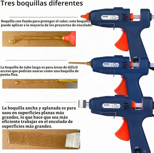 Vista 3 de Pistola de pegamento caliente de tamaño completo con estuche, interruptor de 60W/100W/APAGADO, cable de alimentación extra largo de 9.8 pies