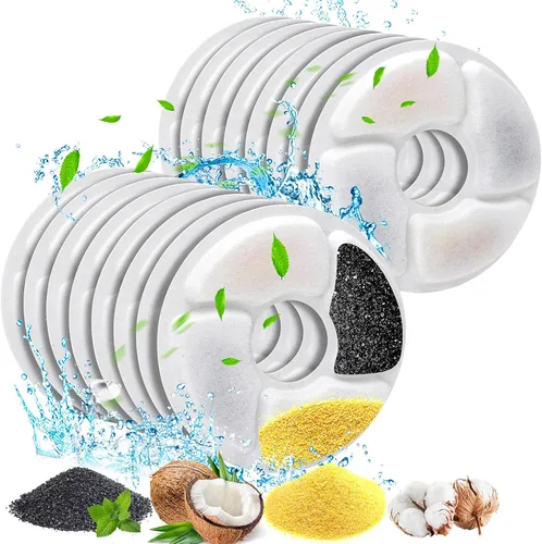 Vista 10 de Filtros de fuente de agua para gatos, 5 pulgadas, repuesto de filtros de carbón activado para fuente de perro, compatibles con gatos y perros