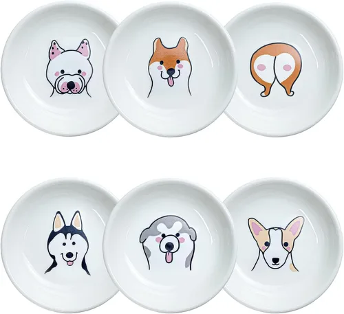 Vista 13 de SOCOSY Platos de cerámica de animales de dibujos animados súper lindos, platos de condimentos, cuencos de sushi y soja, platos de aperitivo, platos