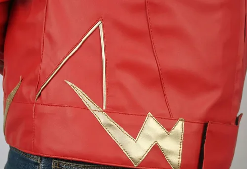 Vista 4 de The Flash Lightning Bolt - Chaqueta Barry Allen de piel sintética color negro y rojo