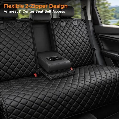 Vista 2 de URPOWER Funda de asiento de coche para perro para asiento trasero Todo negro