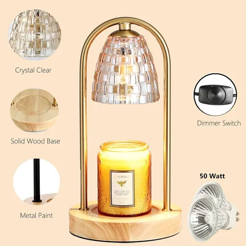 Vista 4 de Lámpara calentadora de velas con 2 bombillas, calentador eléctrico de velas con temporizador, regalos para mamá, bombillas aromáticas