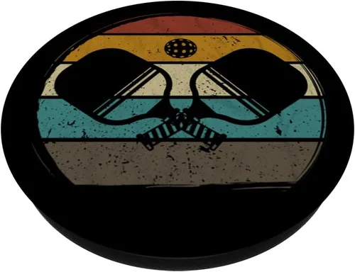 Vista 2 de Pickleball retro vintage Pickleball paddles Sunset gift PopSockets Standard PopGrip