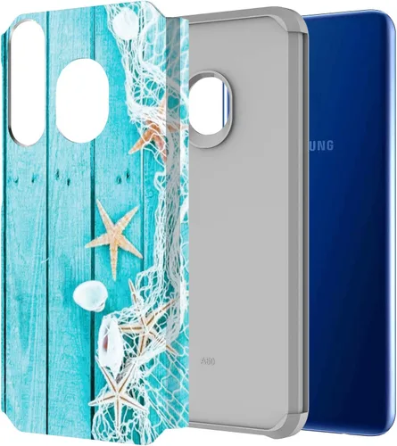 Vista 2 de Rosebono - Funda compatible con Samsung Galaxy A21, delgada híbrida de doble capa a prueba de golpes, cubierta dura de silicona a la moda, linda