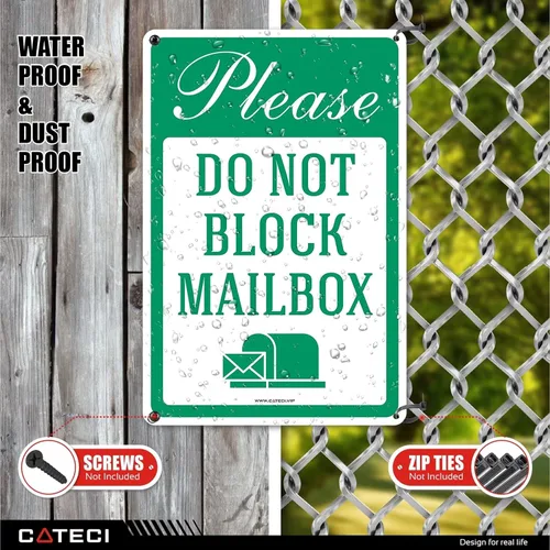 Vista 2 de Letrero de propiedad con texto en inglés «Please Do Not Block» para buzón de correo, decoración de otoño para el hogar, letrero de cuidado