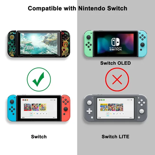 Vista 2 de Yebowe Zelda - Funda protectora para interruptor acoplable, carcasa rígida a prueba de golpes, resistente a los arañazos, Joy Con Skin, funda