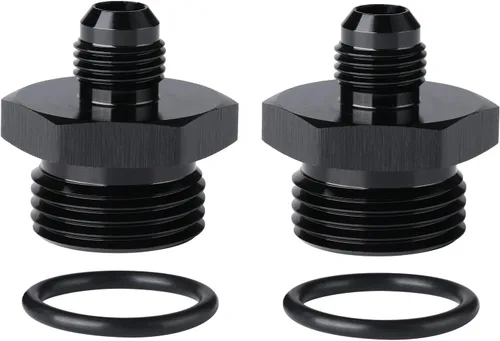 Vista 38 de 4AN macho a 4AN ORB con junta tórica Boss adaptador de riel de bomba de combustible de aluminio negro