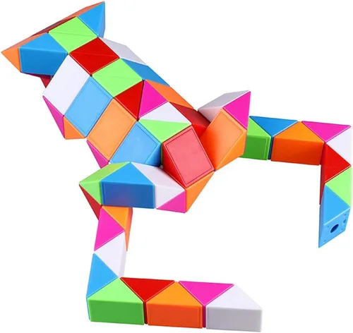Vista 10 de TANCH Juego de 2 cubos mágicos de serpiente de 36 etapas, rompecabezas, cubos de velocidad, juguetes para niños, color al azar (36 bloques)
