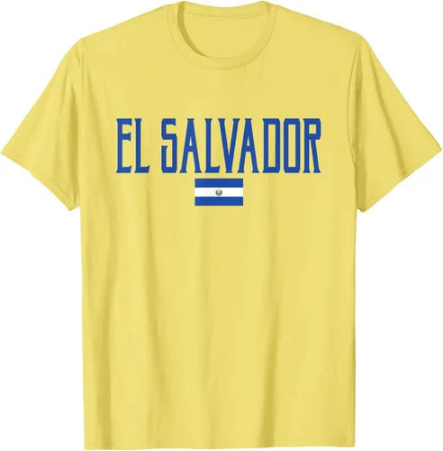 Vista 33 de Camiseta de texto azul con bandera de El Salvador, Negro, S