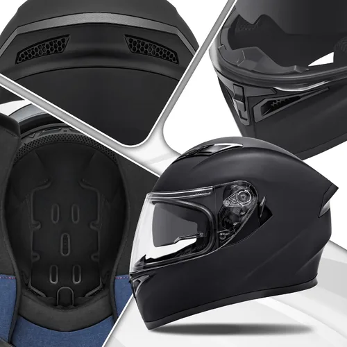 Vista 5 de Casco de motocicleta de cara completa para adultos, casco de motocicleta de doble visión, scooter para hombres y mujeres, aprobado por DOT