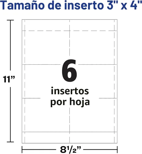 Vista 7 de Avery Insertos personalizables de etiquetas de identificación para portaetiquetas de nombre, 3" x 4", blanco, imprimible con láser/inyección