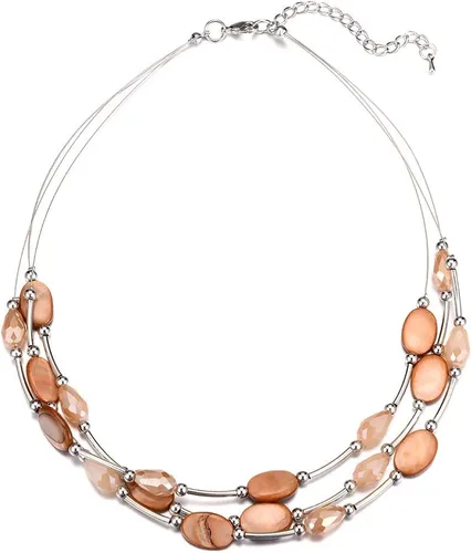 Vista 16 de PEARL&CLUB Collar de cristal en capas para mujer, gargantilla con cadena de plata gruesa, regalos de cumpleaños para mujer