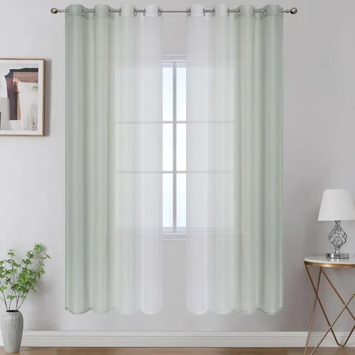 Vista 42 de Cortinas transparentes de color azul marino y negro para sala de estar, 52