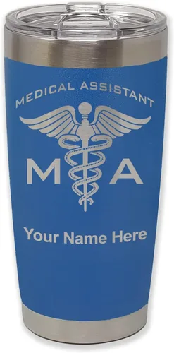 Vista 28 de LaserGram Taza aislada al vacío de 20 onzas, asistente médico MA, grabado personalizado incluido (negro)