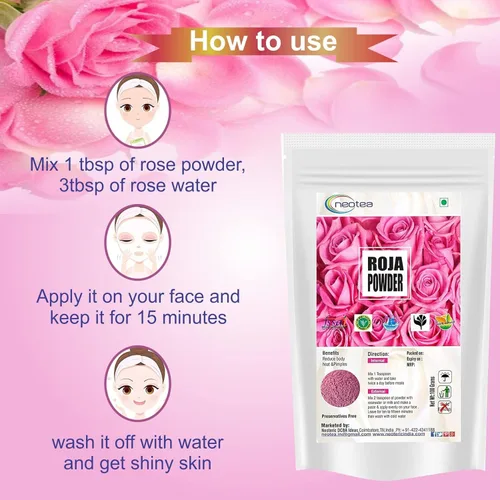 Vista 6 de Neotea Polvo comestible de pétalos de rosa Orgánico y natural Para cocinar, té de hierbas, licuados de frutas, coberturas Mascarillas faciales