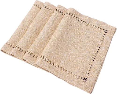 Vista 10 de Grelucgo - Camino de mesa o bufanda para aparador con dobladillo hecho a mano, color beige, rectangular de 14 por 36 pulgadas