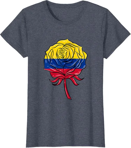 Vista 10 de Camiseta colombiana para mujer con diseño de rosa, Negro