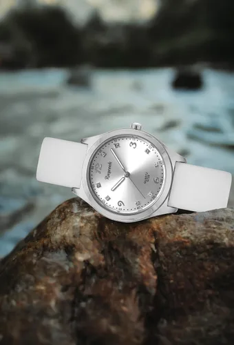 Vista 2 de Reloj de moda impermeable para mujer, esfera acentuada con cristal, correa de silicona, reloj de pulsera deportivo de cuarzo analógico, regalo