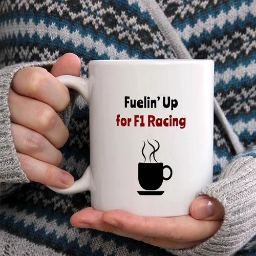 Vista 2 de Fuelin' Up for F1 Racing Taza de café – Taza de cerámica Car Racer, idea de regalo para hombres/mujeres/niños/niñas, cumpleaños, Navidad, regalo