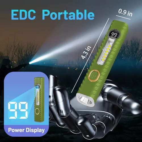 Vista 6 de Linternas recargables con 8 modos, linterna pequeña con pantalla digital LCD, luz de flash EDC de alto lúmenes, linternas LED de mano