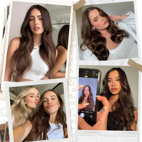 Vista 6 de Extensiones de cabello humano real, cabello lacio marrón chocolate de 12 pulgadas con alambre oculto y línea de pescado transparente