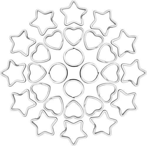 Vista 10 de Oubaka 30 llaveros divididos en forma de corazón, llaveros de metal para manualidades para la organización del hogar, oficina, proyectos de artes