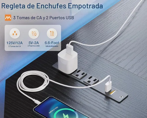 Vista 5 de Coleshome - Escritorio gaming en forma de L de 66 pulgadas, con toma de corriente, con soporte para CPU, escritorio esquinero para computadora