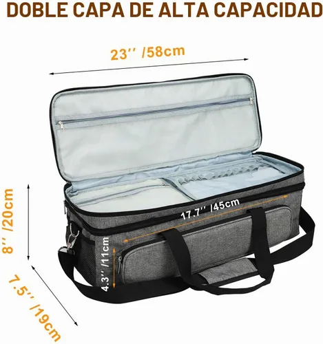 Vista 2 de Luxiv Estuche de transporte para Cricut Maker Bolsa de 2 capas para Explore Gris