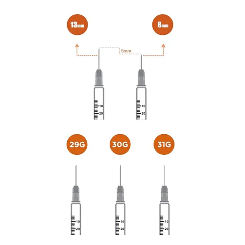 Vista 3 de Jeringas de 1 ml con aguja de 29G de 1/2" (13 mm), envueltas individualmente, paquete de 30 (1CC 29G 1/2"-30PACK)