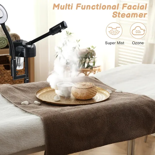 Vista 5 de Vaporizador facial 2 en 1 de Winado con luz de magnificación 5X, limpieza profunda para el cuidado personal de la piel, humidificador profesional