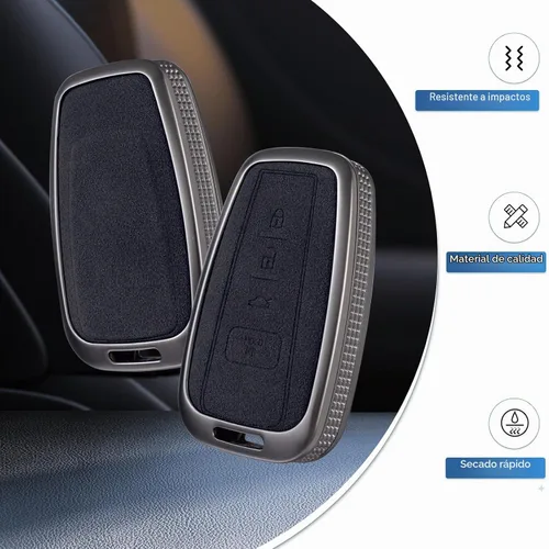 Vista 3 de YO&YOYE Compatible con funda para llave Toyota con llavero, estuche de cuero protector para llave inteligente para Camry RAV4 Highlander C-HR Prius