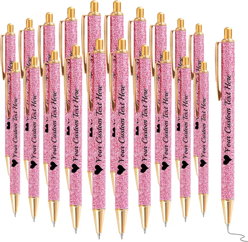 Vista 27 de Bolígrafos con purpurina personalizados con nombre, bolígrafos bonitos y bonitos personalizados, bolígrafos retráctiles de tinta negra, suministros