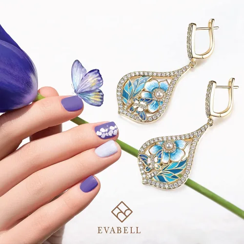 Vista 4 de Evabelle Dangle Drop Earrings for Women Hypoallergenic Gold Plated Cross FlowerBowPearl Earrings Trendy Wedding Jewelry for Mother Daughter Wife