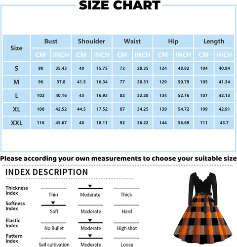 Vista 2 de TWGONE Halloween Costumes for Women 2023 Fit and Flare Dress Fall Fashion Vintage Long Sleeve Party Halloween Dress