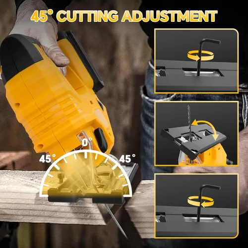 Vista 4 de Sierra de calar inalámbrica para batería Dewalt de 20 V, rompecabezas sin escobillas con luz LED, 7 velocidades variables, cortes biselados de 45°
