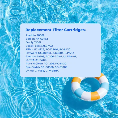 Vista 7 de CX880XRE - Cartucho de filtro de piscina, compatible con Hayward SwimClear C4000, C4020, C4025, C4030, Hayward C880E, CX880XREPAK4, Pleatco PA106