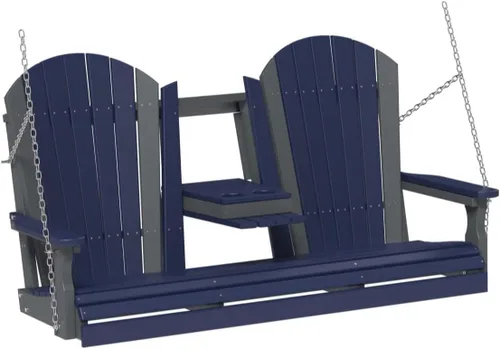 Vista 27 de LuxCraft Adirondack - Columpio colgante para porche delantero de 5 pies con consola abatible, asientos hasta 3, banco de columpio de patio al aire