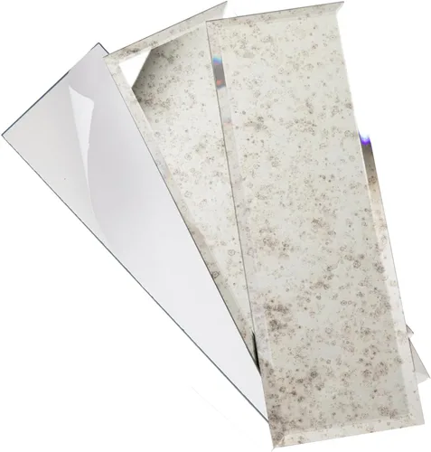 Vista 11 de Diflart 32 azulejos de espejo para despegar y pegar, plateado, 3 x 3 pulgadas, espejo biselado cuadrado para cocina, azulejos de pared