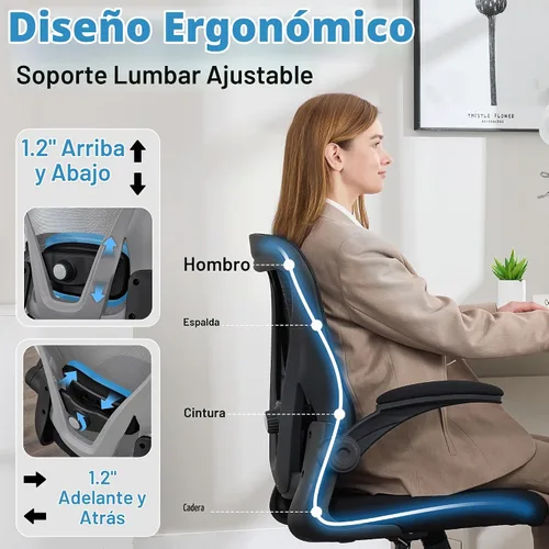 Vista 3 de Office Chair, Ergonomic Computer Desk Chair with Lumbar Support