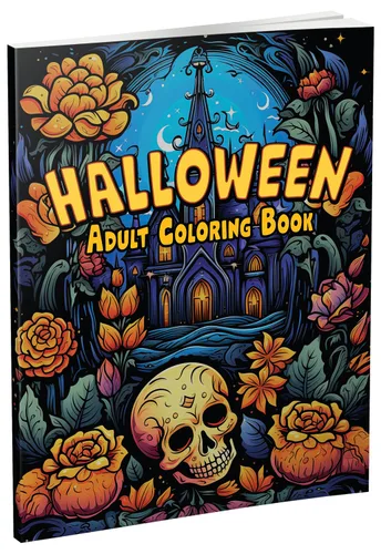 Vista 13 de Halloween Coloring Book For Adults with Spooky Holiday Designs