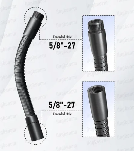 Vista 4 de Soporte para micrófono: soporte de micrófono de escritorio flexible de cuello de cisne de 24 pulgadas con base de montaje de brida para atril
