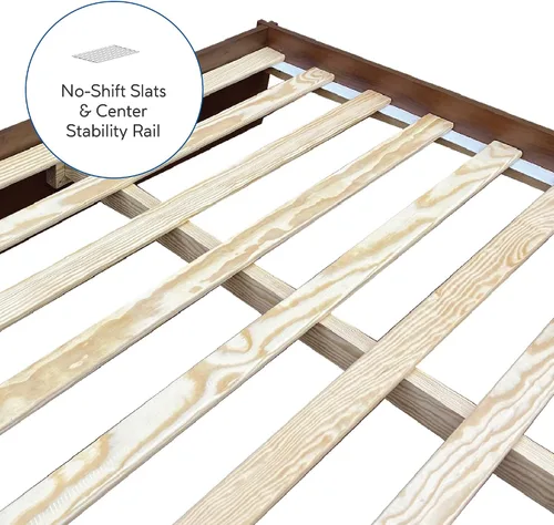 Vista 6 de Decoro Liberty - Cama de plataforma de madera, acabado de nogal, tamaño Queen